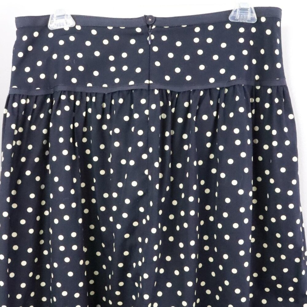 J.Crew Women's 4 Navy Blue Polka Dot High-Waist Cotton Lined A-Line Skirt - Picture 5 of 9